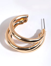 Gold Triple Loop Hoop Earrings - link has visual effect only