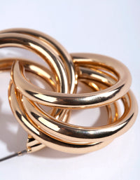 Gold Triple Loop Hoop Earrings - link has visual effect only