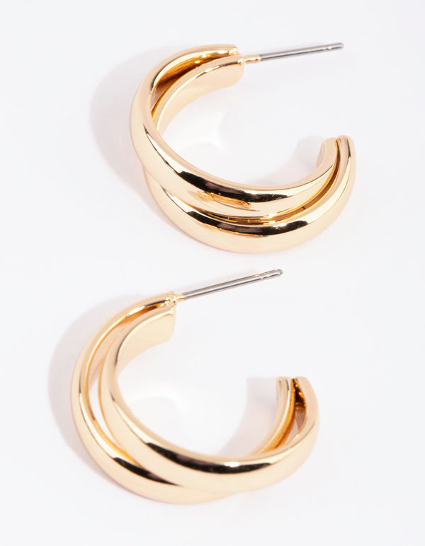 Gold Small Double Hoop Earrings