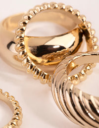 Gold Plated Twisted & Plain Ring Set - link has visual effect only