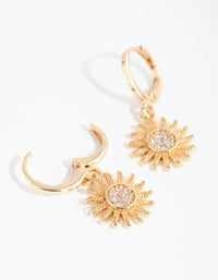 Gold Diamante Sun Huggie Earrings - link has visual effect only