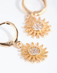 Gold Diamante Sun Huggie Earrings - link has visual effect only