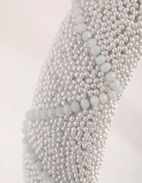 White Facet Bead Detailed Alice Band - link has visual effect only