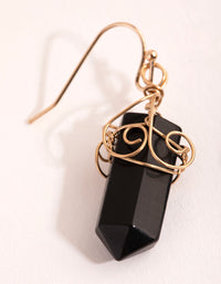 Gold Coil Wrapped Onyx Drop Earrings - link has visual effect only