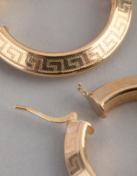 Gold Plated Sterling Silver Greek Key Medium Hoop Earrings - link has visual effect only