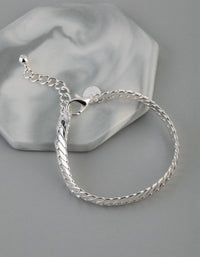 Silver Plated Brass Flat Curb Chain Bracelet - link has visual effect only