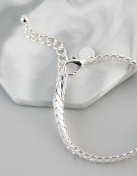 Silver Plated Brass Flat Curb Chain Bracelet - link has visual effect only