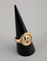 18ct Gold Plated Brass Coin Ring - link has visual effect only