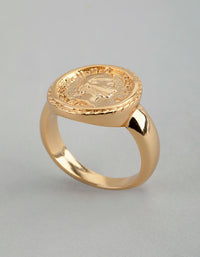 18ct Gold Plated Brass Coin Ring - link has visual effect only