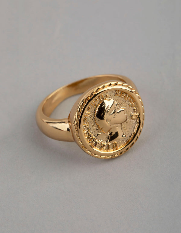 18ct Gold Plated Brass Coin Ring