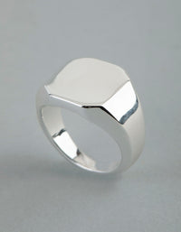 Silver Plated Brass Octagon Signet Pinky Ring - link has visual effect only