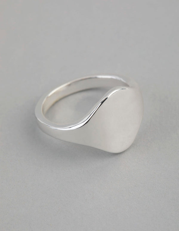 Silver Plated Brass Asymmetrical Signet Pinky Ring