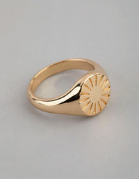 18ct Gold Plated Brass Sunray Signet Ring - link has visual effect only