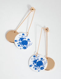 Gold Printed Disc Drop Earrings - link has visual effect only