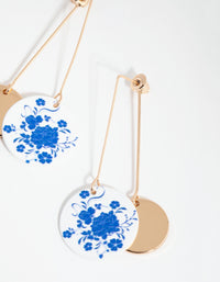 Gold Printed Disc Drop Earrings - link has visual effect only