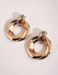 Gold Chunky Round Statement Earrings - link has visual effect only