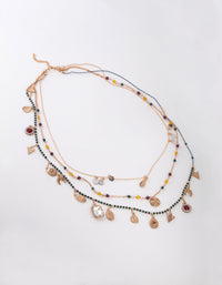 Gold Multi Charm Layered Necklace - link has visual effect only