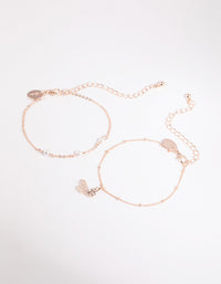 Rose Gold Pearl & Butterfly Bracelet Set - link has visual effect only