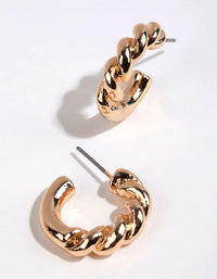 Gold Rope Twist Huggie Earrings - link has visual effect only