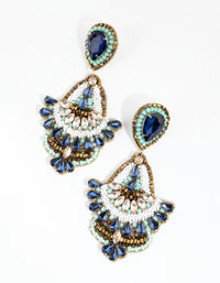 Green Beaded Chandelier Drop Earrings - link has visual effect only