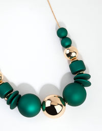 Matte Green Ball Short Necklace - link has visual effect only