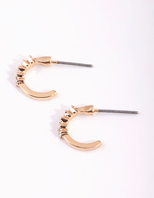 Gold Micro Diamante Hoop Earrings