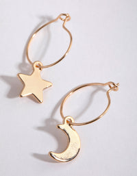 Gold Star & Moon Huggie Earrings - link has visual effect only