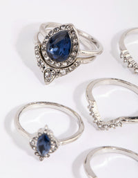 Rhodium Sapphire Mixed Ring Pack - link has visual effect only