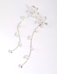 Silver Cubic Zirconia Flower Vine Drop Earrings - link has visual effect only