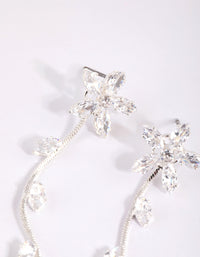 Silver Cubic Zirconia Flower Vine Drop Earrings - link has visual effect only