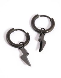 Matte Black Lightning Bolt Huggie Earrings - link has visual effect only