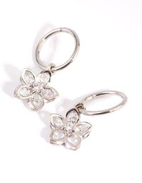 Surgical Steel Cubic Zirconia Flower Sleeper Earrings - link has visual effect only