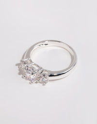 Silver Plated Cubic Zirconia Triple Stone Ring - link has visual effect only