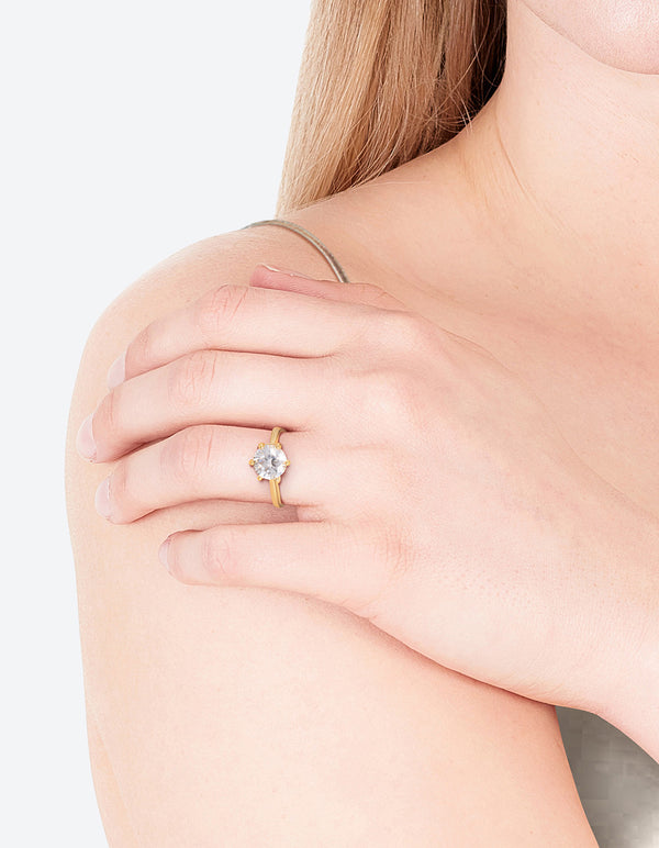 Gold Plated Round Cubic Zirconia Ring Lovisa