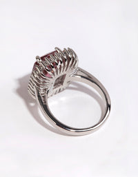 Rhodium Cushion Pink Cubic Zirconia Ring - link has visual effect only