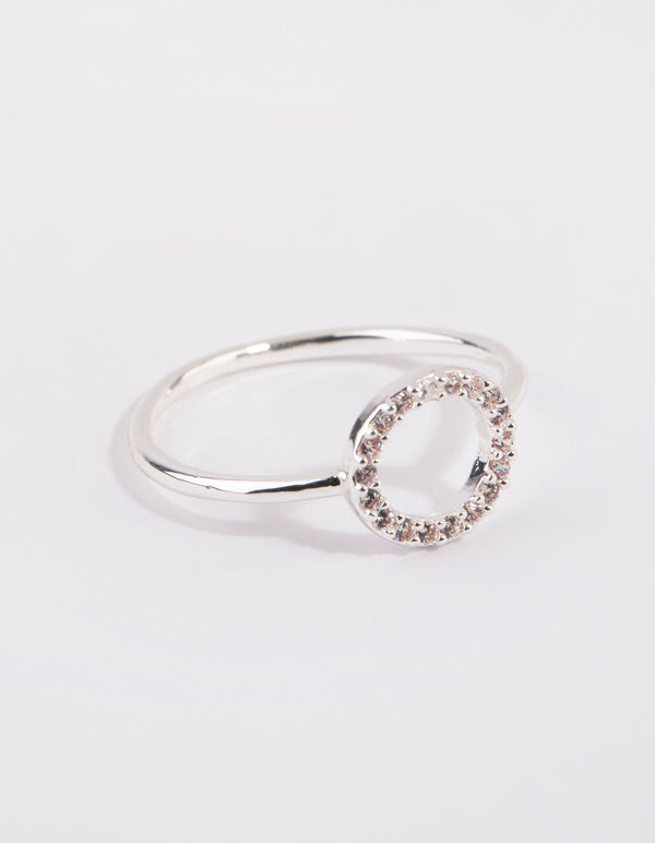 Silver Cubic Zirconia Open Circle Ring