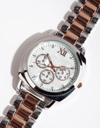 Silver Mix Metal Chain Link Watch - link has visual effect only