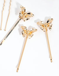 Gold Butterfly Slide & Bun Pins - link has visual effect only