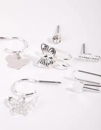 Silver Butterfly Ear Cuff Stack 6-Pack - link has visual effect only