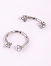 Surgical Steel Cubic Zirconia Horseshoe & Barbell Set - link has visual effect only