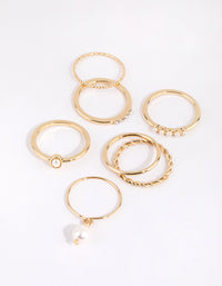 Gold Plated Freshwater Pearl Textured Ring Pack - link has visual effect only