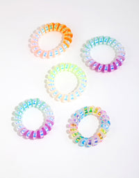 Kids Plastic Ombre Spiral Hair Ties & Pouch - link has visual effect only