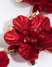 Gold & Red Pearlised Flower Necklace - link has visual effect only