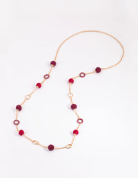 Gold & Pink Seed Beed Thread Wapped Long Necklace - link has visual effect only