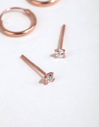 Rose Gold Plated Sterling Silver Pear & Square Earring Pack - link has visual effect only