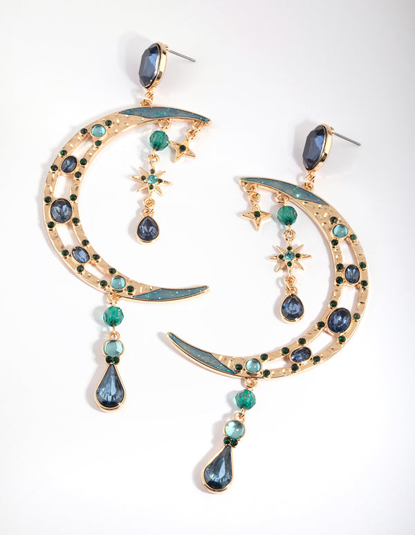 Gold Moon Statement Earrings