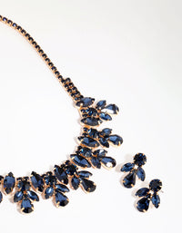 Blue Glamorous Diamante Necklace & Earrings Set - link has visual effect only