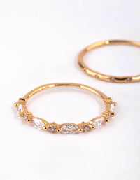 Gold Plated Sterling Silver Marquise Ring Set - link has visual effect only