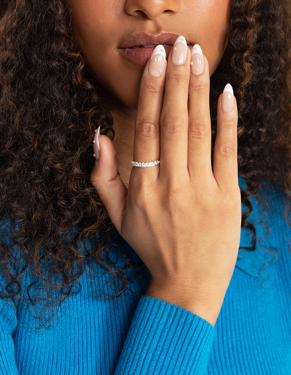 Sterling Silver Diamante Row Ring