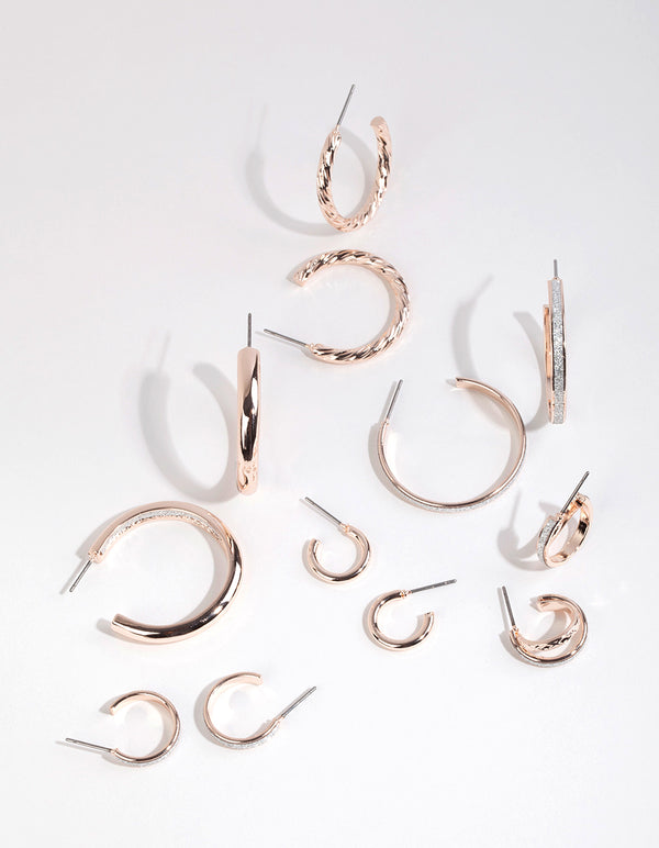 Rose Gold Glitter Paper Earring 6-Pack